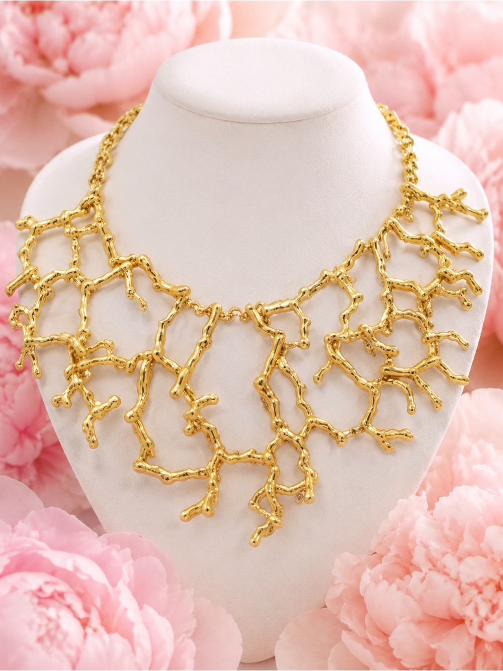 Gold Coral Branch Statement Necklace - Women Jewelry